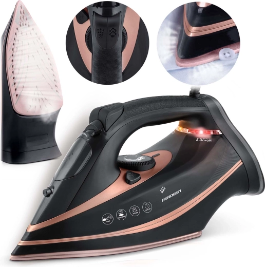 Fier de călcat cu abur BERDSEN 3000 W cu talpă ceramică și abur vertical