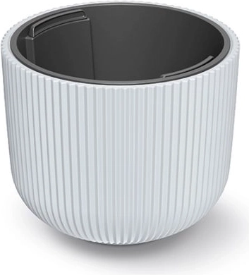 Ghiveci cu insert Milly 24 cm – alb, plastic striat pentru interior și exterior
