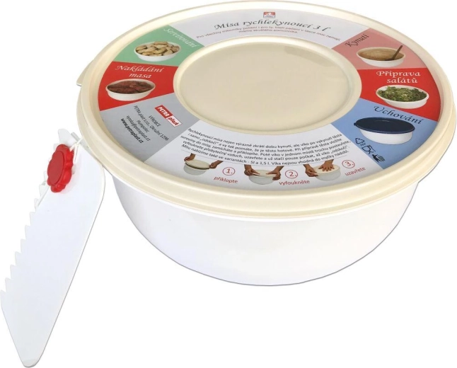 Bol pentru dospire rapidă și mixare 3 l cu capac, plastic, culori mix + spatule gratuite