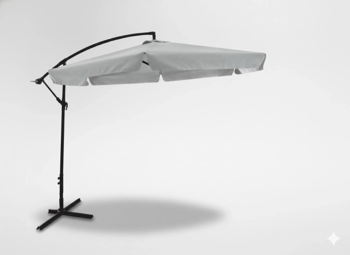 Umbrelă de grădină suspendată 3 m gri tip banana cu husă