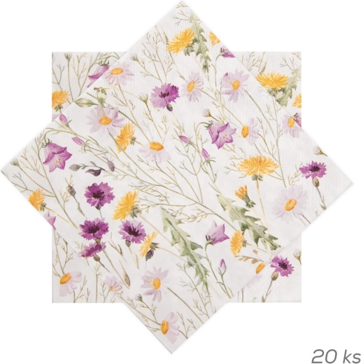 Șervețele de hârtie cu motiv de flori de primăvară 33 × 33 cm, 20 buc, mov