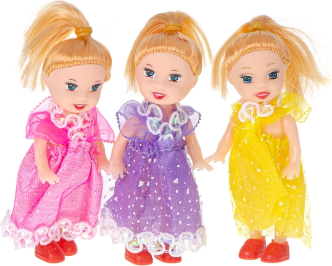 Set de 3 păpuși mici pentru căsuță, 10 cm