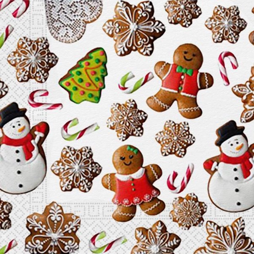 Șervețele de Crăciun Turtă dulce, 3 straturi 33 × 33 cm