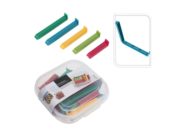 Cleme din plastic pentru pungi, în cutie - 24 buc.