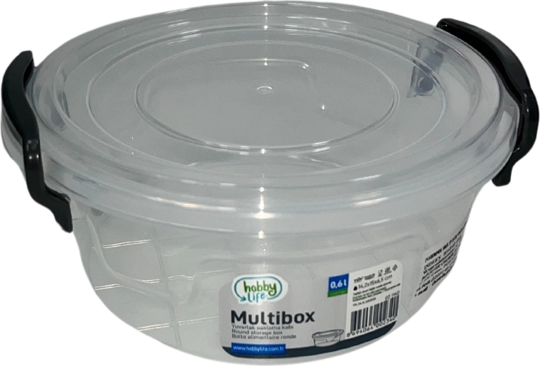Cutie rotundă din plastic pentru alimente 600 ml cu capac