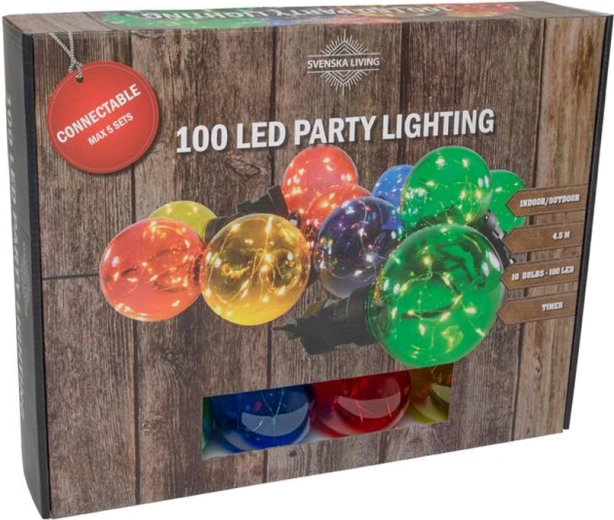 Iluminat de petrecere cu 10 sfere colorate cu temporizator, 100 LED, 4,5 m