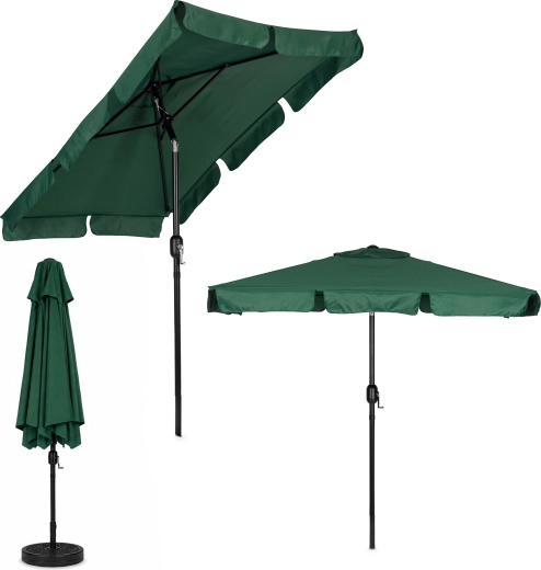 MultiGarden umbrelă mare de grădină cu manivelă și înclinare 200 × 130 cm, verde