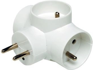 Adaptor T cu 3 prize 16 A, alb