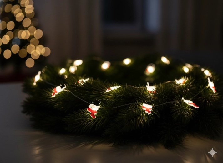 Șir luminos LED oameni de zăpadă, 20 de lumini, pe baterii