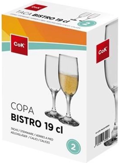 Set de pahare pentru șampanie Bistro 190 ml, 2 buc., sticlă