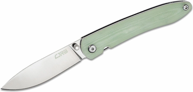 Cuțit de buzunar CJRB Ria 7,5 cm, sand polish, verde transparent, G10