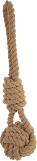 Jucărie pentru câine – frânghie cu minge, bej, 25 cm