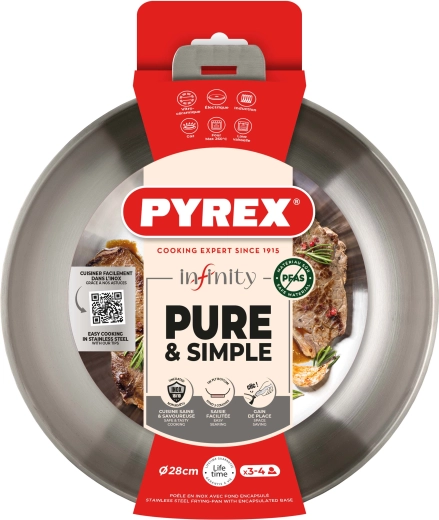 Tigaie Pyrex Infinity 28 cm cu mâner detașabil