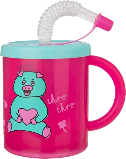 Cană din plastic pentru copii cu cioc Rubby – purceluș 0,3 l