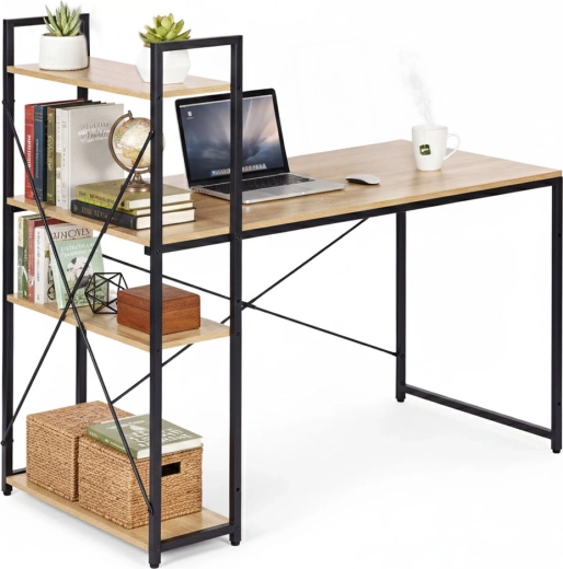Birou 120 × 60 cm cu raft și 3 polițe în stil loft ModernHome