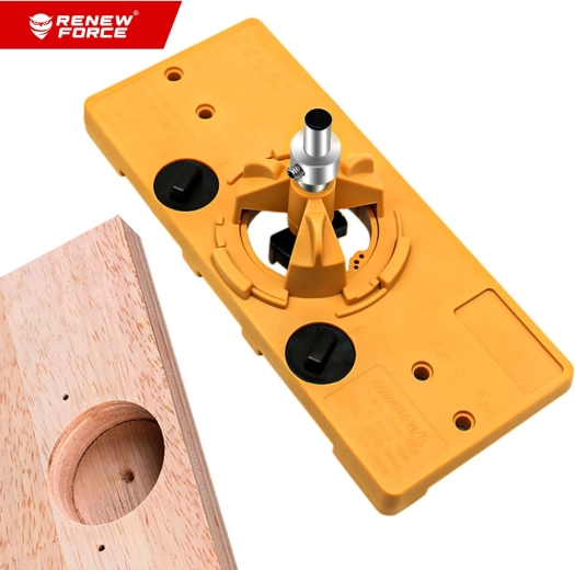 Renew Force șablon pentru găurirea orificiilor pentru balamale de mobilier tip cupă 15–35 mm cu set de freze