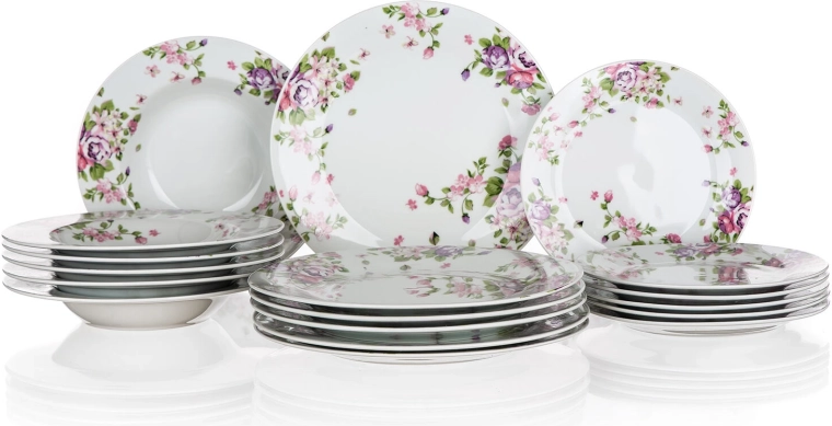 Set de masă din porțelan Beauty, 18 piese, decor floral
