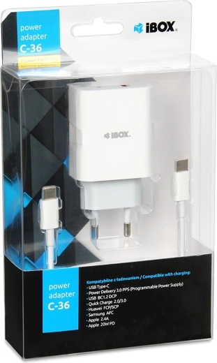 Încărcător de rețea IBOX C-36 USB‑C PD 20W