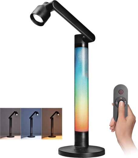 Solight lampă de birou LED cu intensitate reglabilă, cu iluminare de fundal RGB, 10 W, 600 lm, cu telecomandă