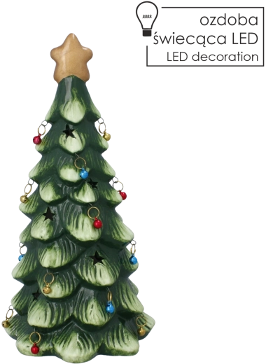 Brăduț decorativ de Crăciun cu iluminare LED și ornamente
