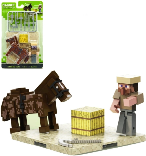 Set de construcție magnetic 3D Magnet World – cavaler și cal