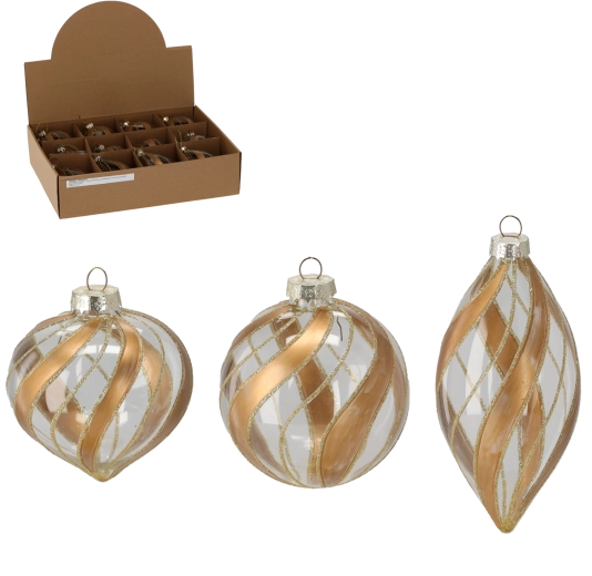 Glob de Crăciun din sticlă transparentă cu decor, mix de modele