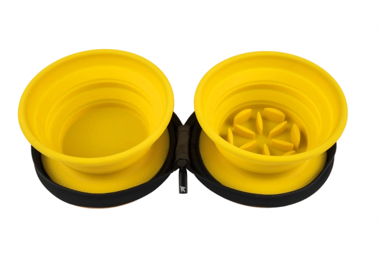 Bol dublu de călătorie cu încetinitor de hrănire Kiwi Walker – portocaliu, 2 buc.