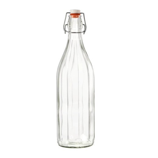 Sticlă din sticlă Costolata cu închidere patentată, 1 l