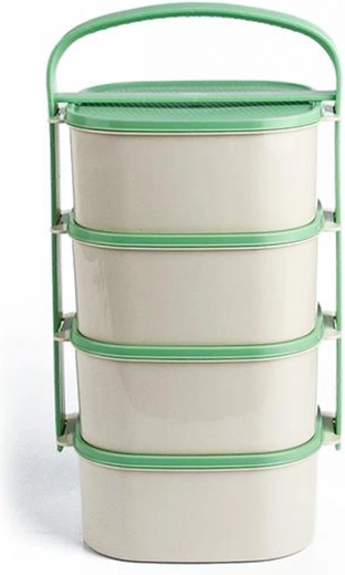 Recipient din plastic pentru mâncare 4x1,2 l cu capace colorate mix TORO