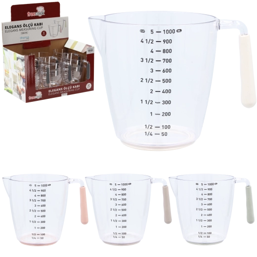 Cană gradată din plastic 1 l cu mâner și cioc de turnare