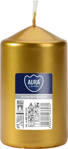 Lumânare cilindrică metalizată lucioasă – Auriu metalizat lucios
