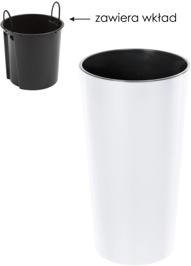 Ghiveci Lilia 25 cm alb lucios cu insert