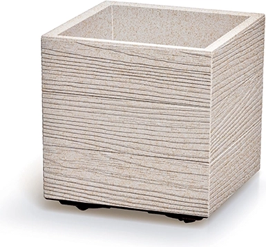Ghiveci Madera Square Eco Wood 29 cm, alb, plastic cu protecție UV