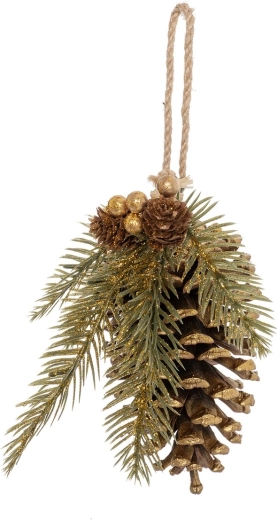 Decorațiune suspendată con de pin din plastic 16 cm