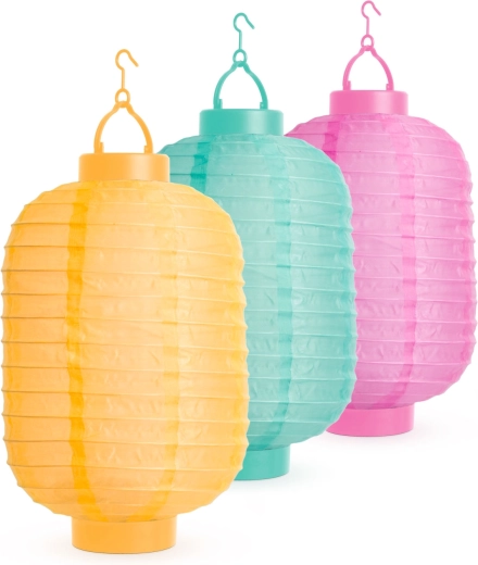 Lampion solar în 3 culori, cu LED alb rece, 21 cm - 1 bucată