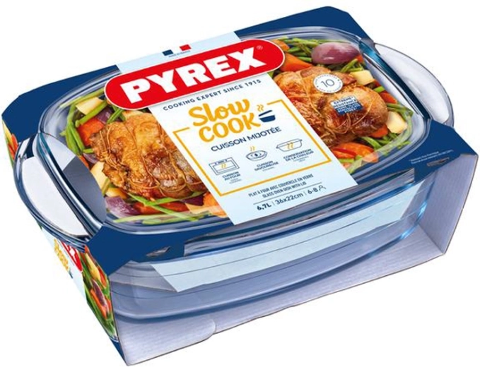 Tavă de copt din sticlă cu capac PYREX 6,7 l