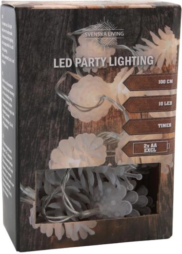 Șir luminos cu temporizator 10 LED conuri 100 cm