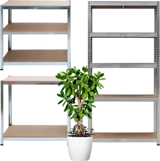 Raft metalic de depozitare 2 în 1 cu 5 polițe 150 × 75 × 30 cm
