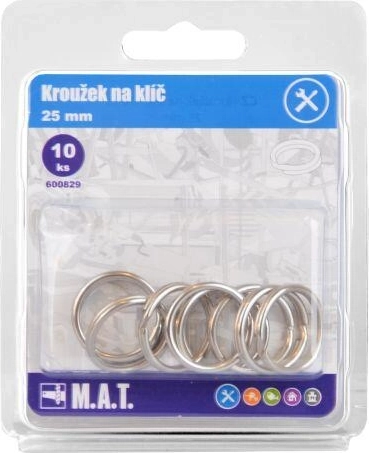 Inel metalic pentru chei 25 mm, nichel – pachet 10 buc