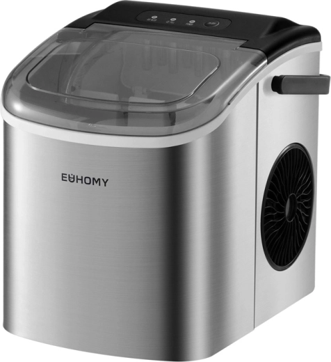 Euhomy IM001 aparat compact de făcut cuburi de gheață 12 kg/zi, 1,2 l (argintiu)