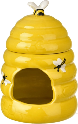 Lampă aromatică din ceramică în formă de stup de albine, galbenă, 14 cm