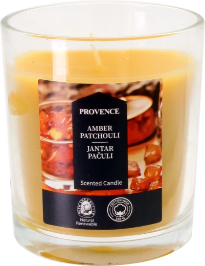 Lumânare parfumată în pahar chihlimbar și patchouli 7 × 8 cm