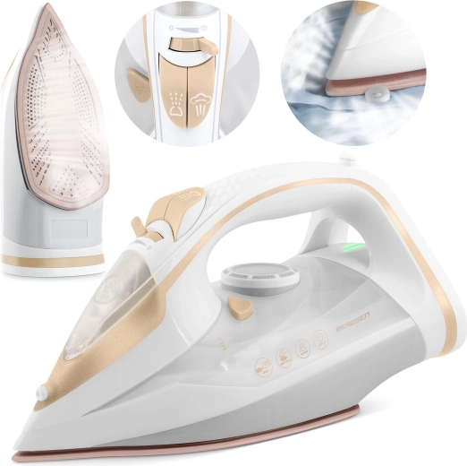 Fier de călcat cu abur 3000 W Berdsen cu talpă ceramică și abur vertical
