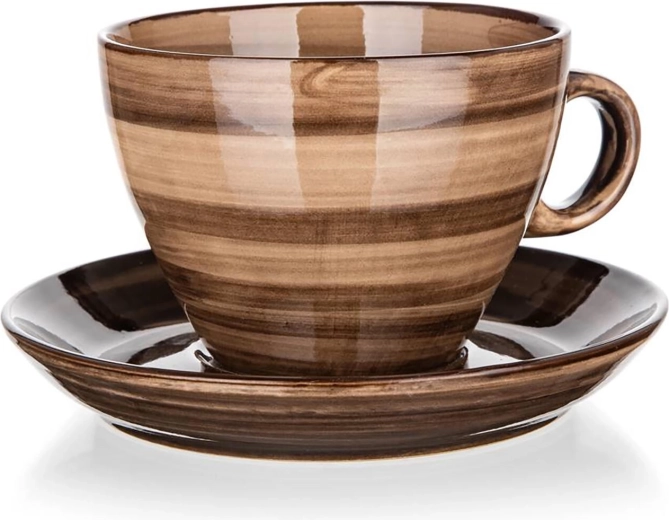 Ceașcă ceramică cu farfurioară 290 ml Palas maro