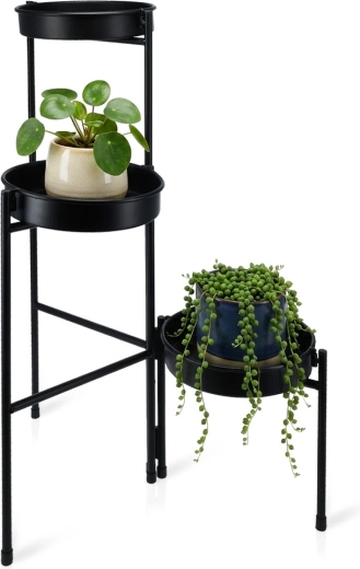 Suport negru metalic pentru flori cu 3 niveluri 46 × 32 × 61,5 cm