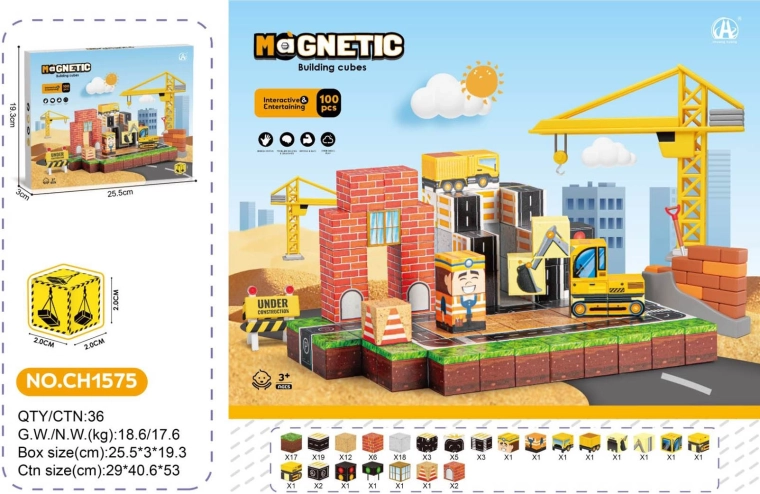 Cuburi magnetice – șantier 100 de piese