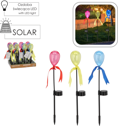 Lampă solară de grădină tip balon, mix de culori, 44 cm