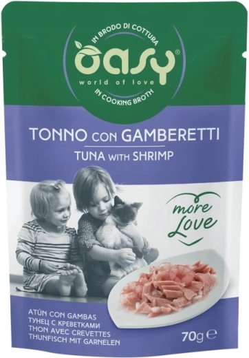 Oasy More Love plic pentru pisici ton cu creveți 70 g