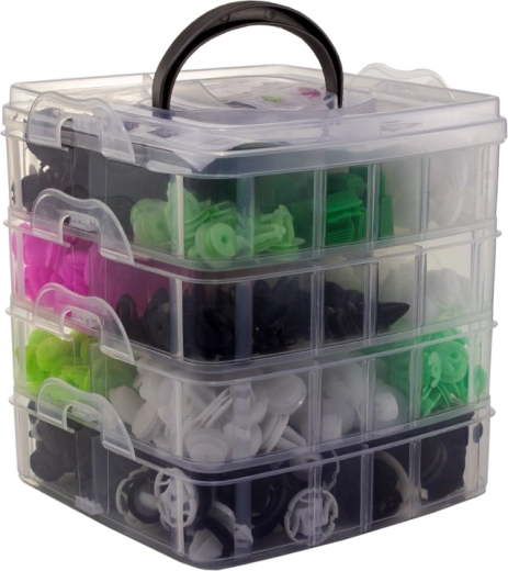 Set de cleme auto din plastic cu unelte, 475 de bucăți