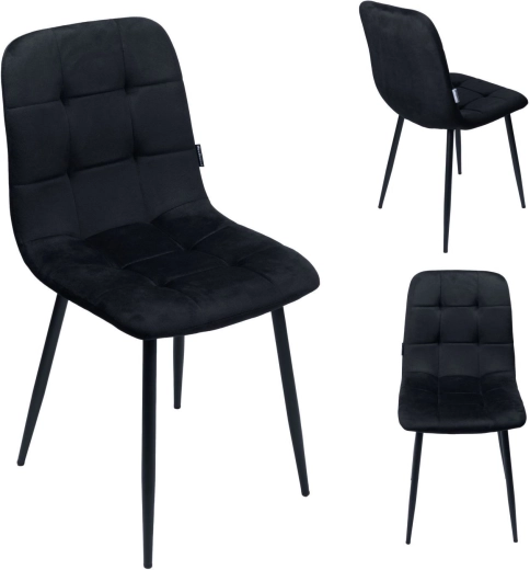 Scaun de dining tapițat din velur negru în stil loft - 1 bucată
